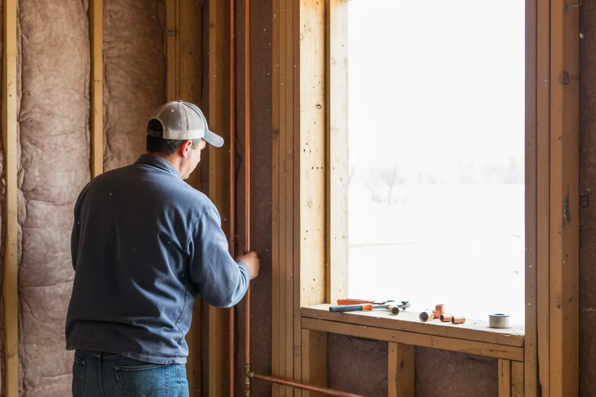 Licensed plumber running new copper supply lines in a Good Hope home